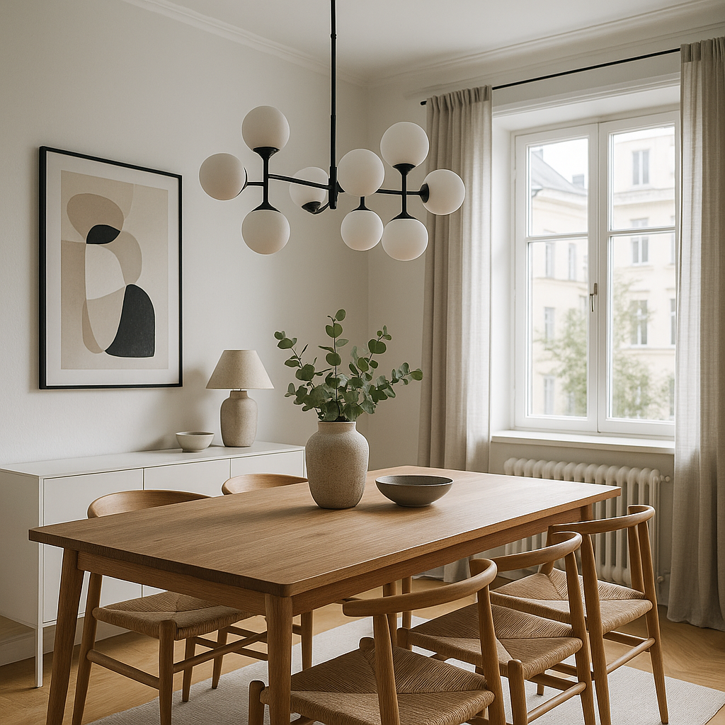 Neutral Scandinavian Dining Room with Natural Materials